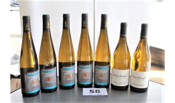 7 div flessen à 75cl witte wijn, wo Damaine du Moulin de Dusenbach, Riesling 2018